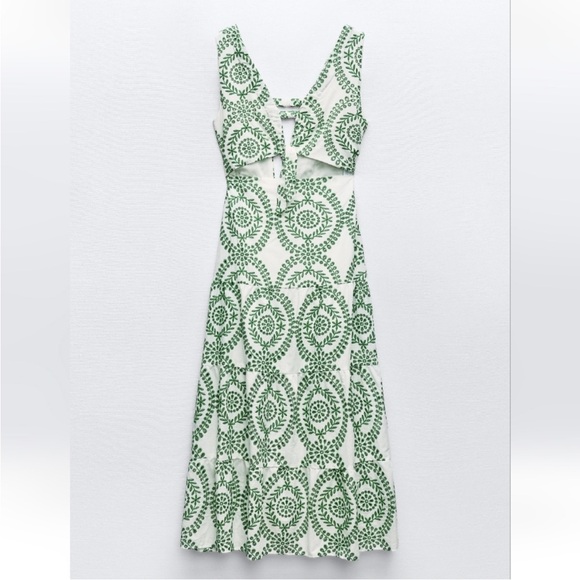 Zara NEW perforated knotted embroidered dress 3356/697 - Picture 4 of 13